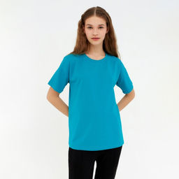 Футболка женская MINAKU: Basic line, аквамарин, размер 46