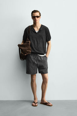 BERMUDA FLUIDA RELAXED FIT / Gris topo
