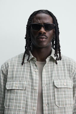 CAMISA RELAXED FIT CUADROS / verde lavado