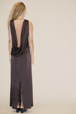 OPEN BACK SATIN LONG DRESS - Zara фото 7