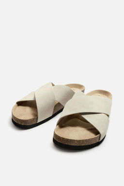 CROSS-STRAP LEATHER SANDALS - Zara фото 2