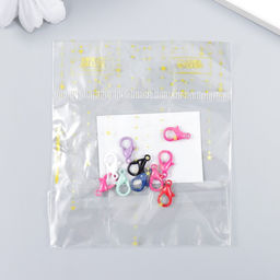 Основа для брелока карабин металл Клик МИКС набор 10шт 0,9х1,4 см - Арт узор фото 4