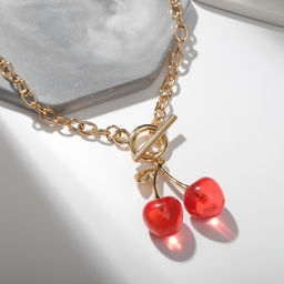 Кулон «Цепь» ветка вишни, цвет красный в золоте, 45 см