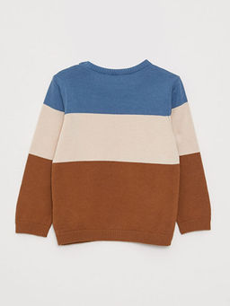 Bisiklet Yaka Uzun Kollu Renk Bloklu Erkek Bebek Triko Kazak - Waikiki фото 2