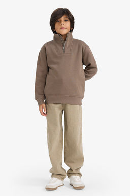 Yar_m Fermuarl_ __i Yumu_ak T_yl_ Sweatshirt Erkek _ocuk - Defacto фото 2