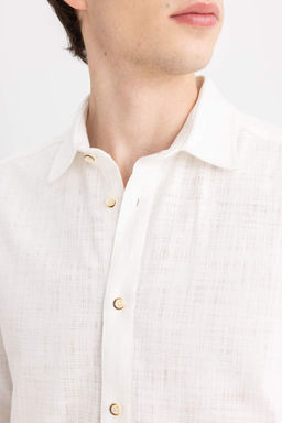 Хлопковая рубашка с длинными рукавами и воротником поло стандартного кроя - Defacto фото 5