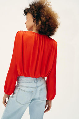 SATIN BALLOON BLOUSE - Zara фото 4
