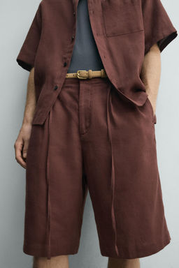 BERMUDA WIDE FIT MEZCLA LINO / Burdeos - Zara фото 5