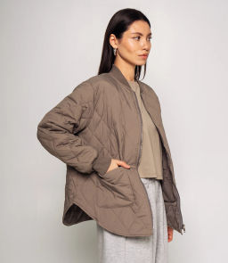 Куртка #КТ733, бежево-серый