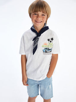 Bisiklet Yaka Bask?l? Erkek ?ocuk Ti??rt