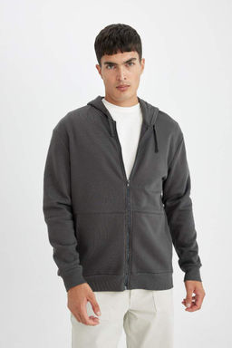 толстая толстовка на молнии с капюшоном и мягкой подкладкой Comfort Fit