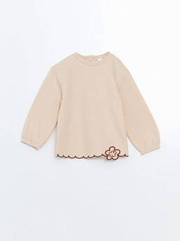 Bisiklet Yaka Uzun Kollu ?i?ekli K?z ?ocuk Sweatshirt ve Tayt - Waikiki фото 2