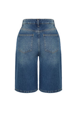 TRENDYOLMILLA Mavi Yuksek Bel Denim Bermuda TWOSS24SR00007  фото 15