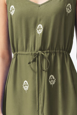 TRENDYOLMILLA Indigo A-Kesim Nak?sl? V Yaka Midi Dokuma Elbise TWOSS23EL01431  фото 5