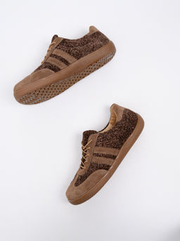 Кеды босоногие натуральная замша коричневые 184.natabr.Серо-коричневая замша+коричневый джангл/Кожа