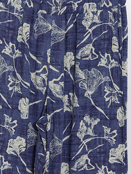 Beli Lastikli ?i?ekli Kad?n Pantolon