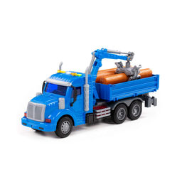 Профи, автомобиль бортовой с манипулятором инерционный (со светом и звуком) (синий) (в коробке) - Полесье фото 2