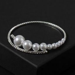 Браслет с жемчугом Жемчуг на убывание, d=6.5 белый в серебре