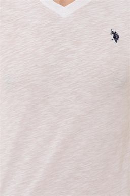 Мужская белая футболка с v-образным вырезом Basic - U.s. polo assn фото 6