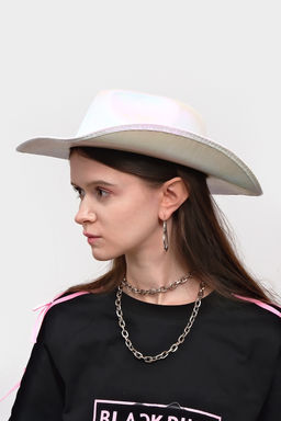 Карнавальная шляпа "Диско" розовый жемчуг, перломутр р-р 56-58