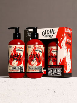 Подарочный набор HARD LINE Огонь в сердце: гель для душа и шампунь для волос, 2?300 мл