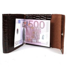 Зажим для купюр Premier-Z-28 натуральная кожа коричневый темный крокодил мелкий (112) 198888  фото 3