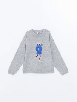 Bisiklet Yaka K?z ?ocuk Triko Kazak