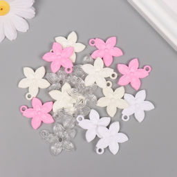 Цена за 2 шт. Декор для творчества пластик Пятилистник, набор 20 г, 3?2.6?0.3 см, МИКС