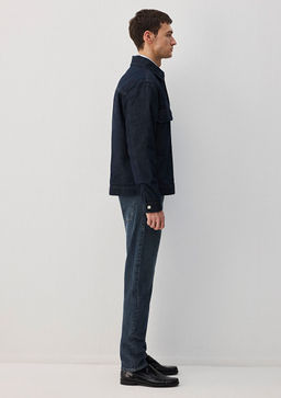 Lacivert Ince Denim Ceket - Mavi фото 6