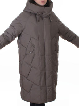 A621 GRAY/BROWN Пальто зимнее женское (200 гр. холлофайбер)