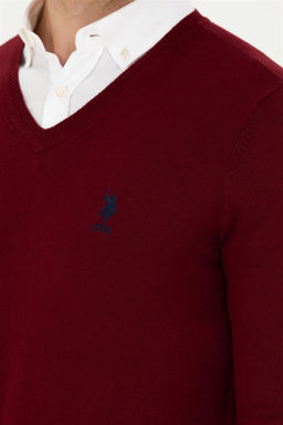 U. S. Polo Assn / Мужской бордово-красный базовый свитер - U.s. polo assn фото 7