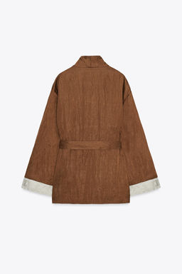 ZW COLLECTION JACQUARD KIMONO JACKET - Zara фото 5