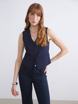 V Yaka Kad?n Klasik Yelek