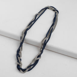 Бусы Трансформер 2 нити (несколько способов носки), цвет сине-серебряный, 118 см