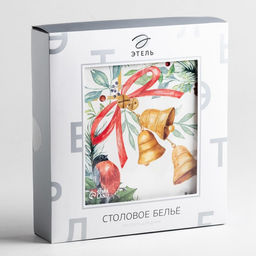 Скатерть новогодняя «Этель» Сhristmas bells, 150×110 +/-2 см с ГМВО, 100% хлопок, саржа 190 г/м²