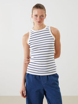 Bisiklet Yaka ?izgili Kad?n Atlet