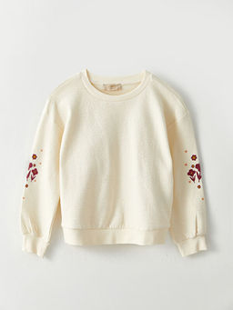 Bisiklet Yaka Nak??l? Uzun Kollu K?z ?ocuk Sweatshirt