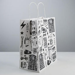 Цена за 2 шт. Пакет подарочный крафт, упаковка, Hard man, 28?32?15 см