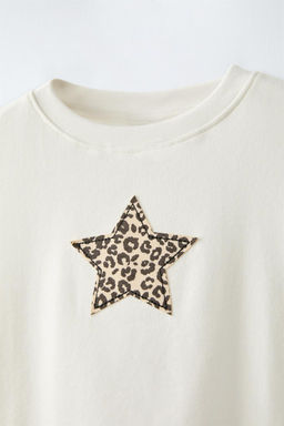 T-SHIRT WITH ANIMAL PRINT PATCH - Zara фото 3