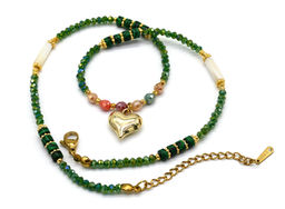 Чокер Сердце из циркона рондель 3*2мм цв.зеленый, 41см