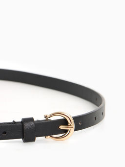 Ремень женский тонкий, 110×1.3 см, пряжка металл золотистая, полукруглая, чёрный