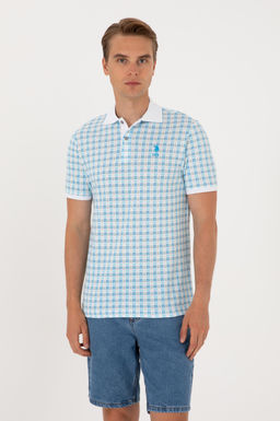 Erkek Regular Fit Polo Yaka Turkuaz Desenli Ti__rt Sepette S_rpriz _ndirim