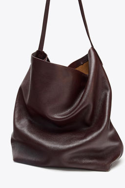 DOUBLE COMPARTMENT LEATHER BUCKET BAG - Zara фото 7