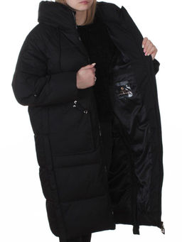 6615 BLACK Пальто зимнее женское (200 гр. холлофайбер)