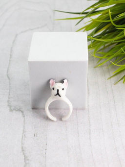 Кольцо акриловое GIRLY "Dog", white (d=1,7 см)