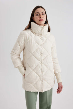 Водонепроницаемая стеганая куртка-пуховик с воротником-стойкой - Defacto фото 4