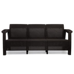 Диван «Ротанг» трёхместный, 188×70×79 см, мокко, с подстаканниками