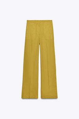 STRAIGHT-LEG LINEN BLEND TROUSERS - Zara фото 10