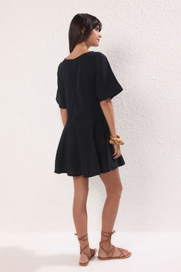 Trendyolmilla Siyah Muslin 100% Pamuk Plaj Elbise TBESS25EL00135 фото 10