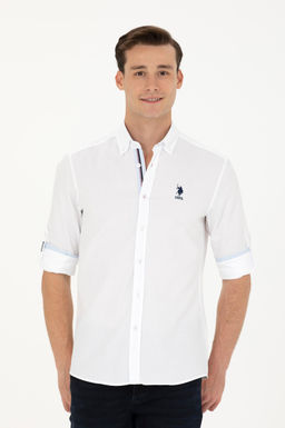 U. S. Polo Assn / Мужская белая рубашка с длинным рукавом - U.s. polo assn фото 17